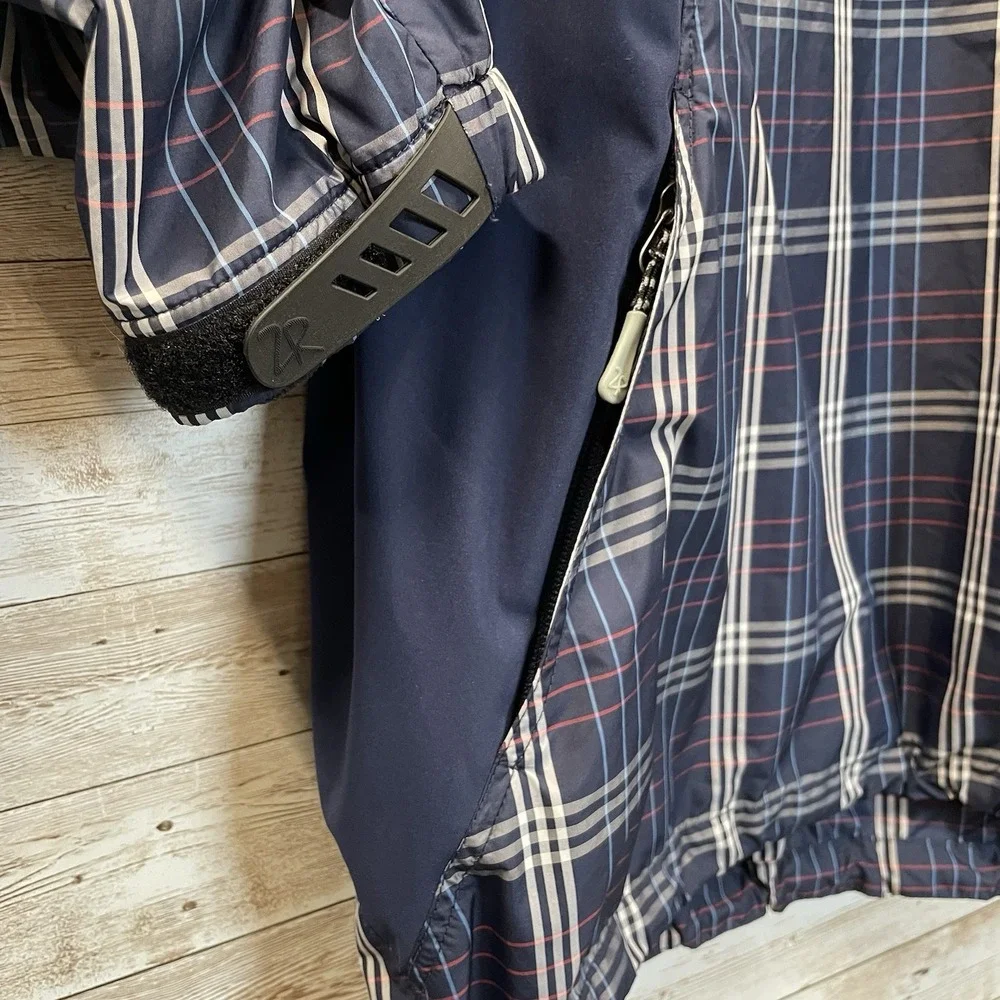 Zero Restriction Mens‎ 2XL Pullover Jacket Navy Plaid Tour Series 1/4 Zip Cinch